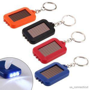 Sensorbelysning Mini Portable Solar LED Light Keyring Torch Ficklamp Outdoor Emergency Light Tools Solar Panel Electric Torch R230606