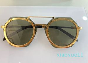 Mens Sunglass Luxury Brand Design Fashion Style Mirror Sunglasses Shades Steampunk Retro Vintage Man Glasses Women Hexagon Eyewear 006