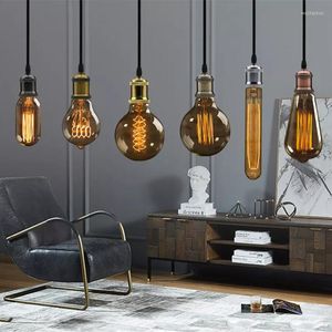 Lâmpadas pendentes modernas luzes de alumínio E27 suporte da lâmpada LED incandescente vintage retrô lâmpada Edison decoração de interiores pendurada