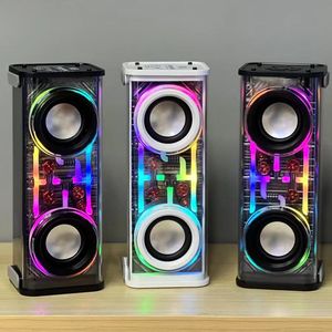 V8 podwójny dźwięk przezroczyste głośniki mecha RGB Lekkie przenośne subwoofer na zewnątrz bezprzewodowe Bluetooth TWS Super Bass Audio