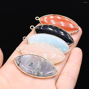 Pendant Necklaces Natural Stone Charms Oval Shape Flash Labradorites Pink Aventurines For Making DIY Jewerly Necklace