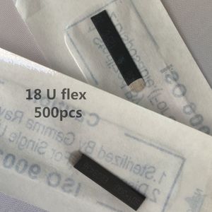 Dövme iğneleri 500pc 0.18mm 12 14 16 18 U ŞEKİL MİKROBLADEN TEBOR MİKROPIGENT LAMINA U FLEX Dövme Kıyısı İğne Bıçakları 3D Nakış Siyahı 230606