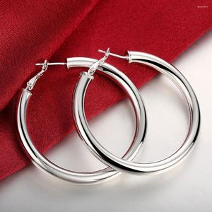 Orecchini in argento sterling 925 Smooth 50MM Cerchio grande cerchio per le donne Festa di fidanzamento di nozze Gioielli di moda Regali di Natale