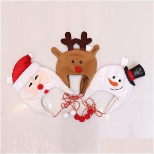 Christmas Decorations Cartoon Hat Lace Santa Reindeer Snowman Caps Beanie Gift Festive Party Drop Delivery Home Garden Supplies Dhzus