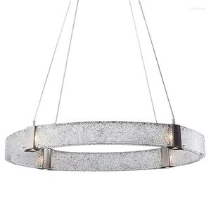 Подвесные лампы постмодернистские роскошные бриллиантовые кольцо светодиодные стеклянные светильники дизайнер простые кухонные светильники гостиная