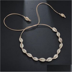 Chokers White Shell Necklace Choker Long Chain Summer Beach Jewelry Women Will and Sandy Drop Delivery Neckor Pendants DHVWN