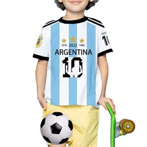 T-shirt Argentina 3 stelle Stampa T-shirt per bambini numero 10 jersey casual cool boy girl tops a maniche corte 2-14 anni per bambini 230605