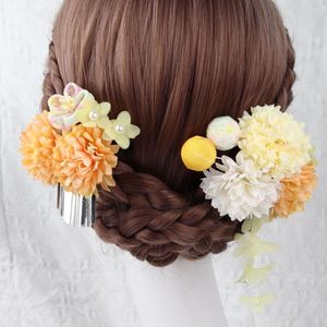 Hair Clips Japanese Kimono Bar Mitzvah Fabric Flower Accessories Clip Hairpin Headdress Barrette Party Summer Yukata Festvial Deco