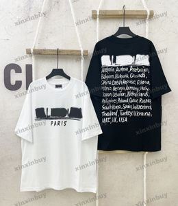 Xinxinbuy Men Designer Tee T Shirt 23ss Paris Letter Graffiti Wzór z nadrukiem z krótkim rękawem Women White Black XS-L