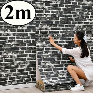 3D väggklistermärke 70cmx2m kontinuerlig retro imitation tegel tapet självhäftande vattentät väggtäckande rum väggdekor