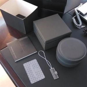 Caixa de couro preta redonda nova e luxuosa para relógios tag heuer, livreto, cartão, etiquetas e papéis em inglês TT242v
