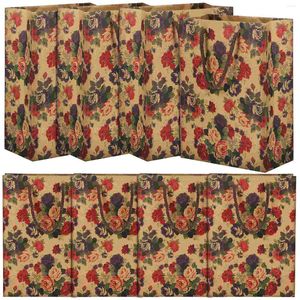 Fiori decorativi 12 pezzi Sacchetto regalo fiore Nastro di carta Fiocco Borse da imballaggio Maniglie per la spesa Piccole Kraft Grandi