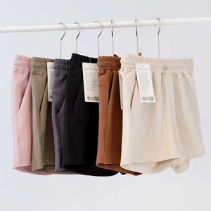 LU-65 Yogasträkt Softreme 4 Point Shorts Soft Loose Sports Air Layer Womens Pants Soft Breattable High Maisted Leggings