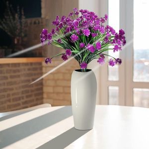 Decorative Flowers 6 PCS Purple UV Resistant Flower Bouquet Home Wedding Decoration Bride Holding Supplies