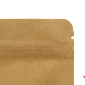 Wholesale kraft brown flat bottom packaging bags eco-friendly food storage packing zip lock pouches anti-moisture aluminum foil bag
