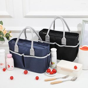 Set di stoviglie Borse termiche per il pranzo Borsa portatile Oxford Fresh Cooler per studenti d'ufficio Borsa per contenitore pratica borsa nera grigia