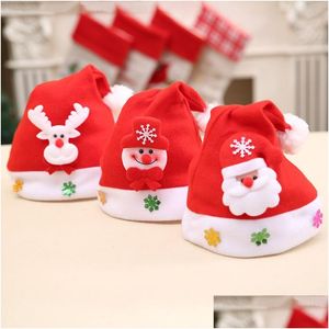 Decorazioni natalizie Cappello da cartone animato Babbo Natale Pupazzo di neve Cappellini per renne Cappelli per bambini Forniture festive Drop Delivery Home Garden Party Dhygn