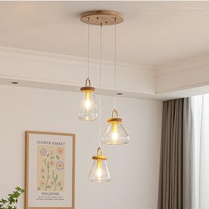 Pendant Lamps Modern Wood Glass Lamp Chairs Living Room Chandelier Dining Bar Table Home Led Light Kitchen Island Loft Decor