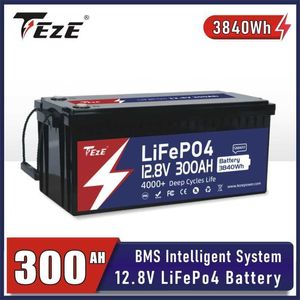 TEZE 12V 300AH LifePo4-Akku 3840Wh Zyklus 6000 Integriertes BMS DIY 24V 48V Energiespeicherzellen für Cookout RV Boot KEINE MwSt