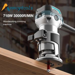 710W 30000r/min Holzbearbeitungs-Trimmmaschine Holzfräser-Werkzeug-Kombi-Kit, elektrischer Handschneider für die Holzbearbeitung mit Fräser