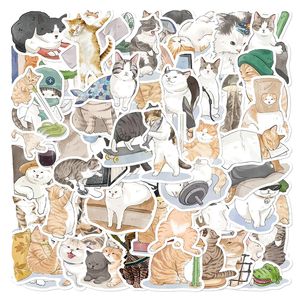 53Pcs Simpatici adesivi per gatti dipinti a mano Pittura a olio per animali domestici Gatto Graffiti Giocattolo per bambini Skateboard auto Moto Bicicletta Decalcomanie all'ingrosso