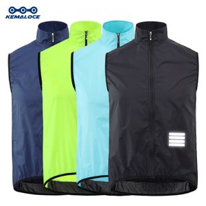 Camicie da ciclismo Top KEMALOCE Gilet Wind Navy Blue Uomo Gilet da bicicletta senza maniche Nero Leggero Outdoor Antivento MTB Sport 230605