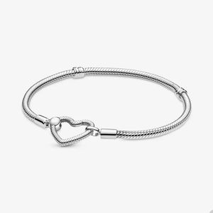 Real Sterling Silver Heart Charm Armband för Pandora Snake Chain Charm Armelets Designer smycken för kvinnor flickvän gåva bröllop armband med originallåda