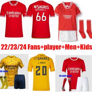 Temporada Benfica 23 24 Camisas de futebol 2023 2024 Home Away 3ª camisa de futebol SEFEROVIC WALDSCHMIDT EVERTON PIZZI RAFA G.RAMOS Men top kids kit de futebol