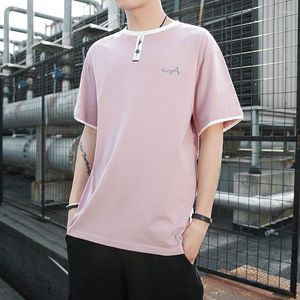 Мужские футболки T Розовый мужская рубашка лето хлопок все матч простые футболки мужские с коротким рукавом с коротким рукавом с короткими рукава