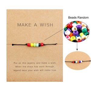 Charm Bracelets Make A Wish Blue Eye Evil Woven Paper Card Bracelet Women Adjustable Lucky Red String Femme New Fashion Jewelry Drop Dhtww