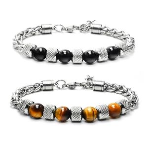 Beaded Stainless Steel Tiger Eye Beads Bracelets Natural Stone Bracelet For Men Hip Hop Fashion Jewelry Will And Sandy Drop Delivery Dhvz8