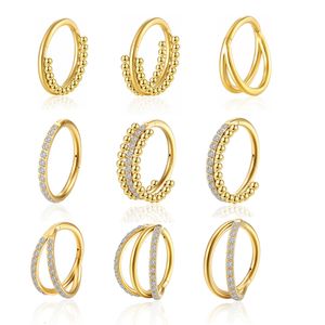 Nose Rings Studs G23 Nasal septum ring piercing helix clicker earrings Cartilage Zircon spiral septum Gothic Hinge section Body Jewelry 230605