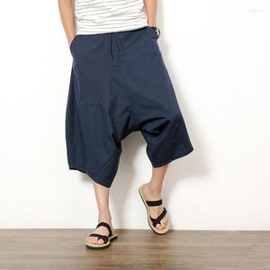 Mäns shorts Mens Low-End Fashion Design Men's Linen Croped National Style Loose Casual Big Code