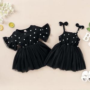 Vestidos para meninas Roupas combinando para a família Bebê Meninas Dot Europeu Americano Vestido de princesa Festa de aniversário Roupa de irmã de verão Namoradas