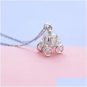 Pendant Necklaces Dream Pumpkin Car Sier Plated Necklace Clavicle Exquisite Jewelry Peach Flower Girl Drop Delivery Pendants Dh0To