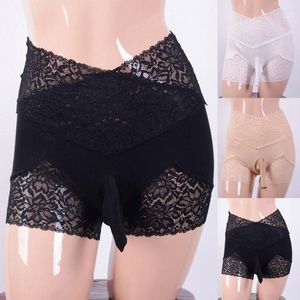 Mutande Sexy Uomini trasparenti Sissy Slip trasparenti in pizzo Boxer Intimo Pouch Mutandine Pantaloncini Underpant Lingerie erotica da uomo