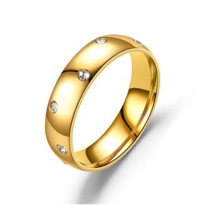 Bandringe 6mm Damen Edelstahl Microset Zirkon Ring Diamant für Frau Männer Hochzeitsgeschenk Modeschmuck Drop Lieferung Dhxxj