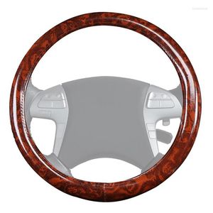Cobertura de volante capa de carro antiderrapante couro artificial macio 38 cm acessórios de grão de madeira
