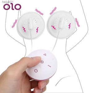 Olo 10 lägen slick tungnippelvibrator vibrerande bröststimulator massager pumpnippel sucker pump koppar sex leksaker för kvinna l230518