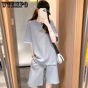 Women's Two Piece Pants Summer Women Sportswear Fashion Short Sleeve Shirt Five Points Pants Two Piece Sets Casual Sports Style T-shirt Set Tracksuit 230606