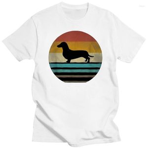 Men's T Shirts Retro Vintage Sunset Doxie Dachshund Dog Breed Silhouette T-Shirt