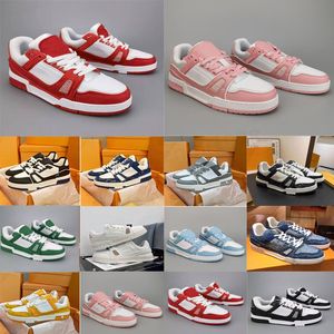 Projektant Flat Sneaker Wergil Trener Buty swobodne buty dżinsowe skóra Abloh White zielony czerwony niebieski litera nakładki mody męskie damskie sneakery 36-45 c79