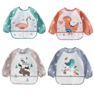 Bibs Cloths Long Sleeve Waterproof Preschool Art Smoke Feeding Apron Pocket Baby Boys and Girls Burp Fabric Banana Scarf 1-3 Years G220605