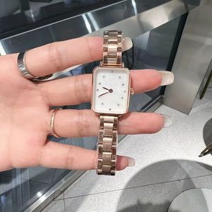 New Diamond Face Small Square Watch quartz movement A low-key and luxurious womens style Alloy material Size 26mm Cowhide strap