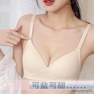 Maternity Intimates Women's Bra Student Comfortable Thin Cotton Striped Underwear Sexy Small Breasts Gather-up Without Steel Ring Lingerie