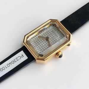 New Luxury Diamond lady watches Swiss Quartz Movement woman designer watches Sapphire Crystal Rectangle 18k Rose Gold Case Leather Strap