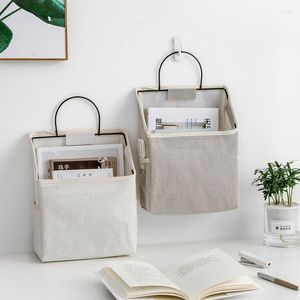 Storage Bags Hanging Bag Bedroom Dormitory Artifact Wall-mounted Fabric Desktop Cotton And Linen