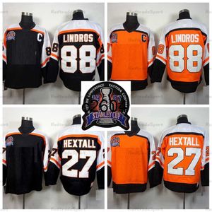 C2604 1997スタンレーカップファイナルレトロ27 Ron Hextall 88 Eric Lindros Hockey JerseysブラックオレンジヴィンテージステッチジャージーCパッチM-XXXL