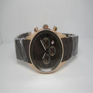男性用の贅沢な時計クォーツストップウォッチクロノグラフ時計ステンレスリストウォッチスチールとゴム製ブレスレット0022631