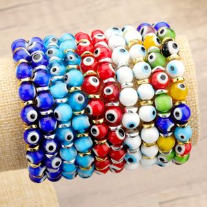 Charme Armbänder 1 stück Mode Blau Türkische Bösen blick Glas Kristall Perlen Armband Für Frauen Mädchen Elastische Handgemachte Schmuck Drop lieferung Dhtm2